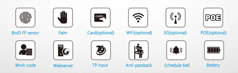 (GT810) Palm and Fingerprint Time Attendance and Access Control System with TCP/IP