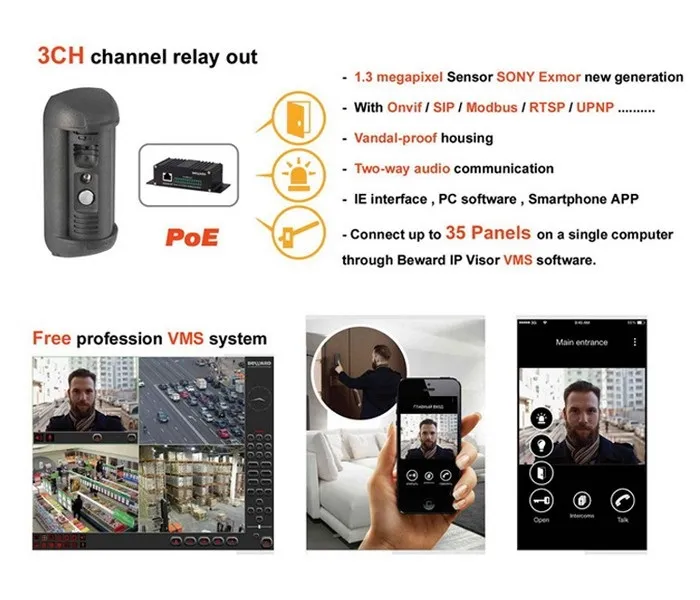 1.3MP 720p Security Access Control Door Bell Camera