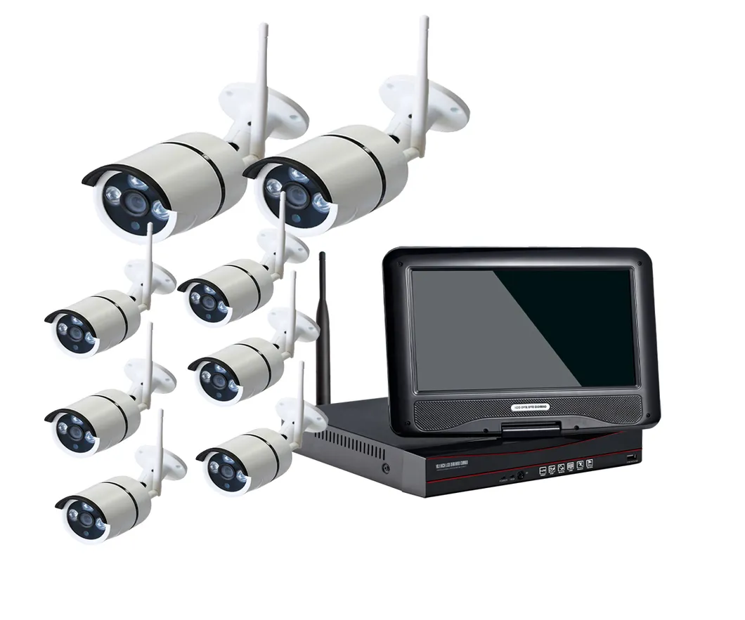 10 Inch 8 Channel Black Wireless HD 1080P CCTV & Nigh Vision WiFi Camera