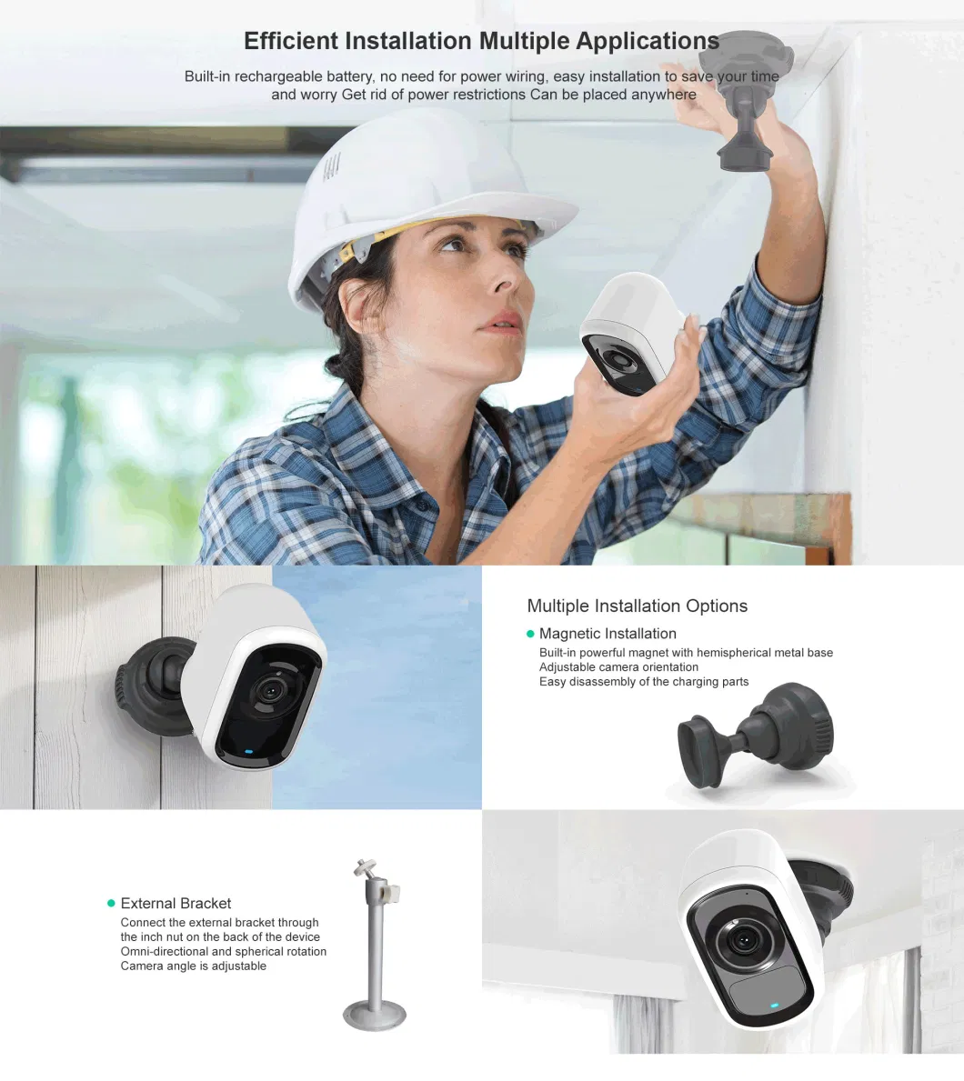 1080P 2.4G WiFi Cloud Storage Ai PIR Pet Snapshot Security IP Network Battery Camera