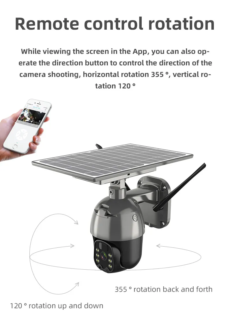 1080P/2MP HD Solar Camera 4G Outdoor PTZ Security Wireless Camera Solar WiFi CCTV Camera 360 IP Camera with Solar Icam+ APP