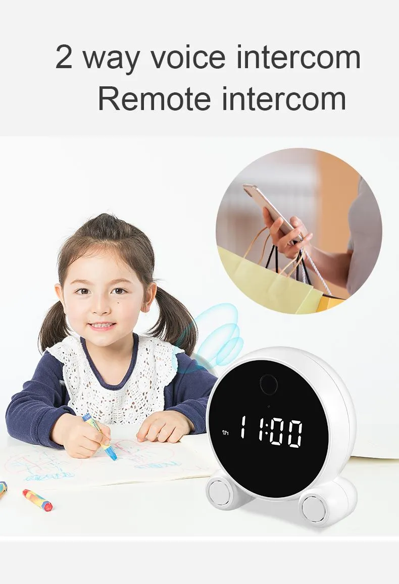 1080P 2MP Tuya Smart Wireless Digital Table Clock Camera with Battery
