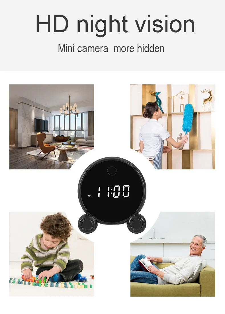 1080P 2MP Tuya Smart Wireless Digital Table Clock Camera with Battery