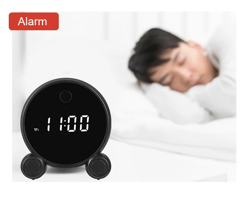 1080P 2MP Tuya Smart Wireless Digital Table Clock Camera with Battery