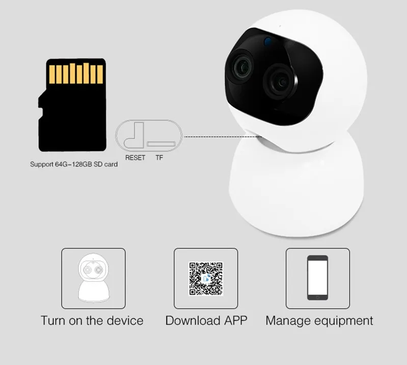 1080P Night Vision Dual Lens Night Vision PTZ WiFi Wireless Camera with Motion Detection