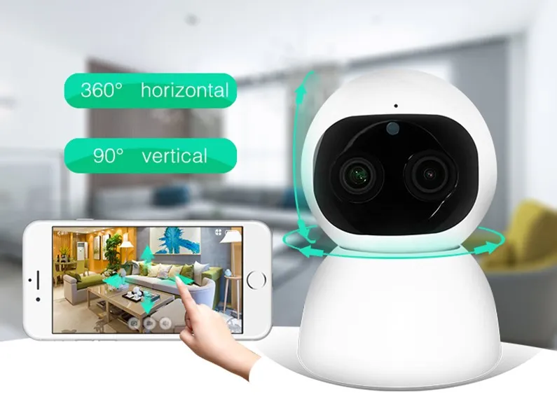 1080P Night Vision Dual Lens Night Vision PTZ WiFi Wireless Camera with Motion Detection