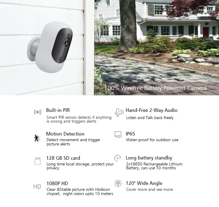 1080P Outdoor Battery Operated Home Security Camera