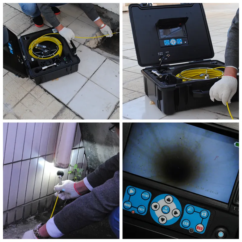 130FT Self-Leveling Pipe Clean Inspection Camera System with Transmitter
