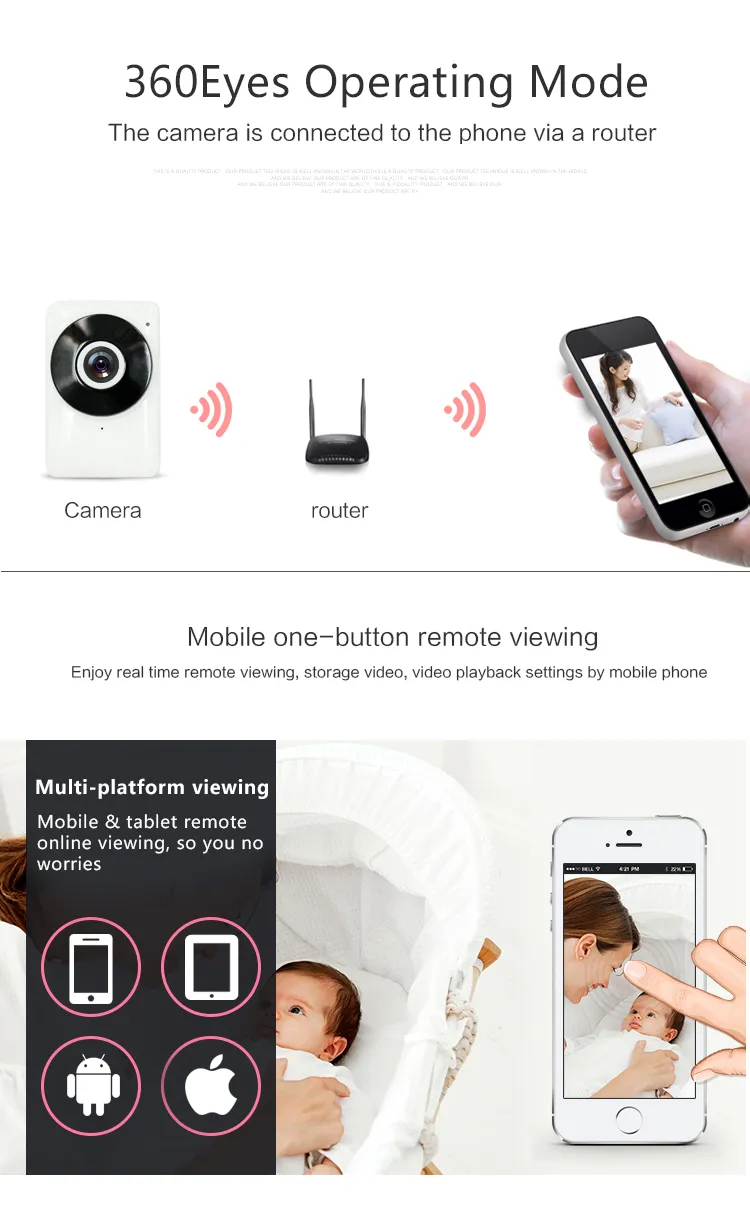 185 Fisheye Lens Panoramic Home Use WiFi IP Camera