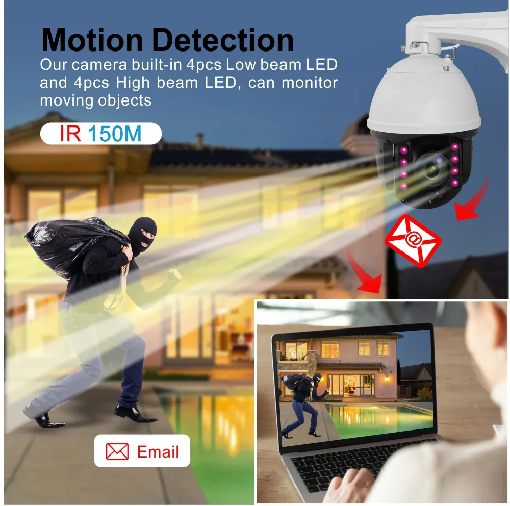 20X 5MP Camera PTZ P2p Sony Imx335 Starlight Water Wiper IR 150m Poe PTZ IP Camera Outdoor on-Vif Camera
