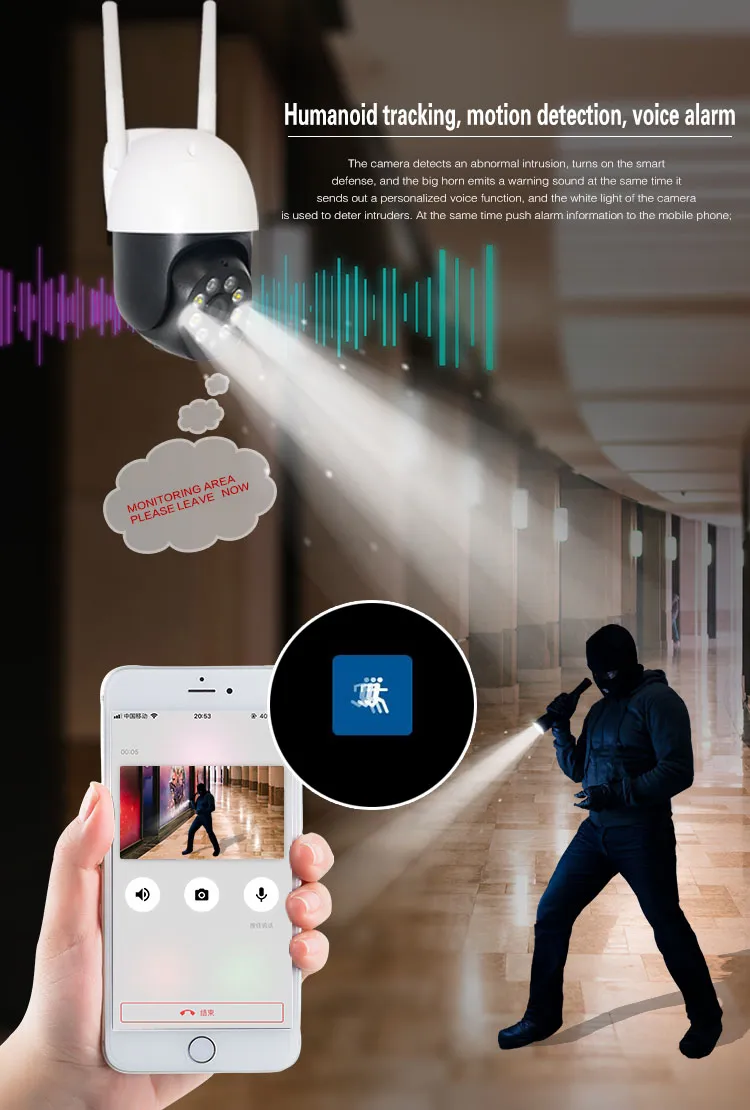 2inch 3MP Smart Home WiFi PTZ Dome Camera IR Night Vision Two Way Audio CCTV IP Camera Wireless Security Camera with Connect NVR Mobile Phone Monitoring
