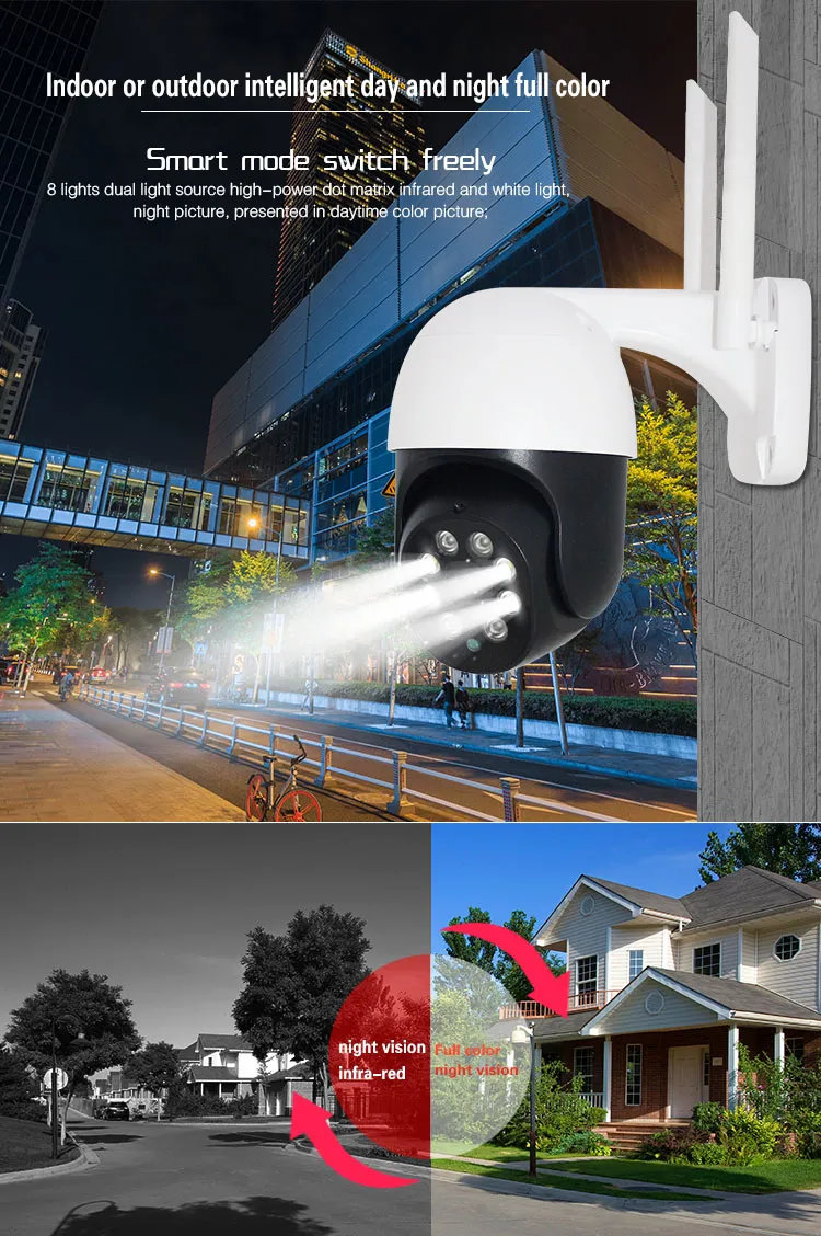 2inch 3MP Smart Home WiFi PTZ Dome Camera IR Night Vision Two Way Audio CCTV IP Camera Wireless Security Camera with Connect NVR Mobile Phone Monitoring