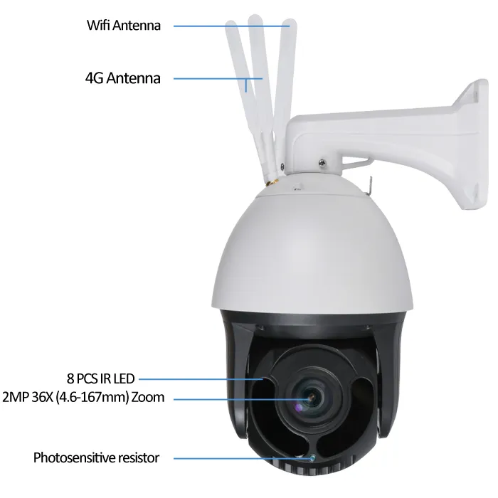 36X 2MP 4G Starlight 6 Inch WiFi IP Speed Dome Camera