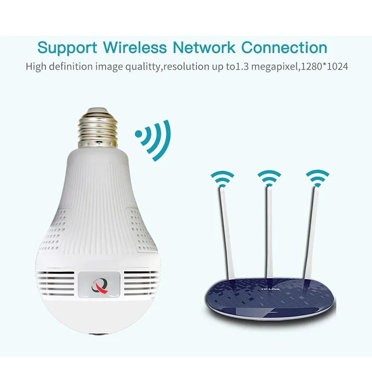 3MP 360 Degree Vr Fisheye Bulb WiFi Camera