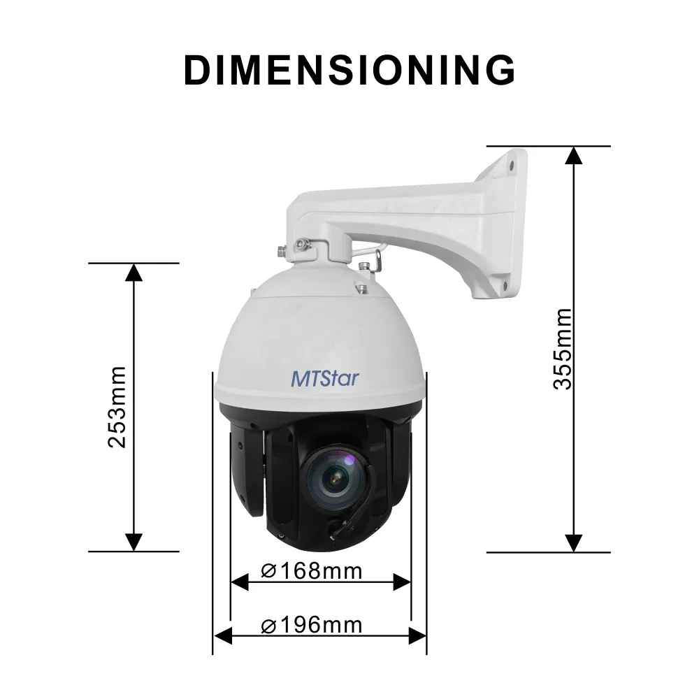 4.6mm~167mm 36X Optical Zoom PTZ 5MP Poe IP Camera P2p Hi3516A Sony Imx335 Water Wiper IR 150m Waterproof Security Camera
