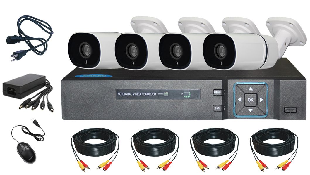 4CH 1080P Ahd Cvi Tvi Analog Cameras and Hybrid HVR Xvr NVR DVR IP Video Recorder DIY Home Security System Kits