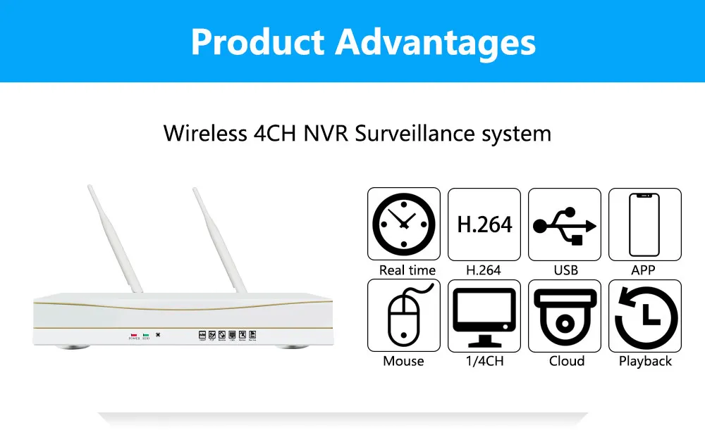 4CH Wireless WiFi Camera Kit, P2p Smart Home Surveillance System, Waterproof CCTV Camera with DIY NVR Kit, 720/ 1080P/ 3.0MP WiFi/ Wired Dual Use IP Camera
