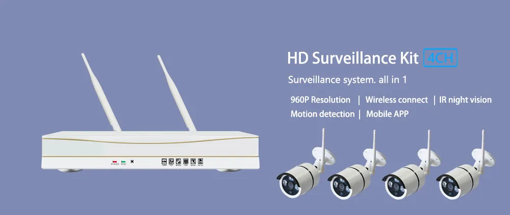 4CH Wireless WiFi Camera Kit, P2p Smart Home Surveillance System, Waterproof CCTV Camera with DIY NVR Kit, 720/ 1080P/ 3.0MP WiFi/ Wired Dual Use IP Camera
