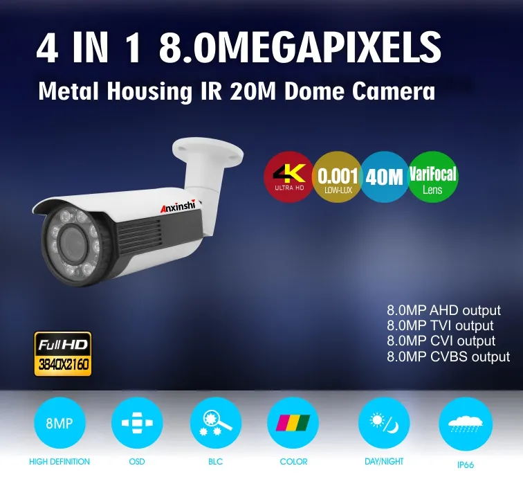 4K Vari Focal 3.6-11mm Ahd/Tvi/Cvi Output Mini Dome Camera