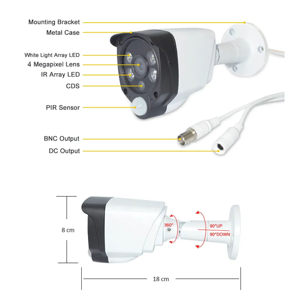 4MP 4 in 1 IR&White LED PIR Detection Camera