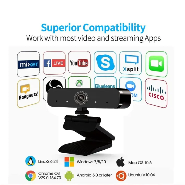 5.0MP PC Webcam, Full HD Webcam USB Desktop & Laptop Webcam Live Streaming Webcam with Microphone HD Video Webcam for Video Conference
