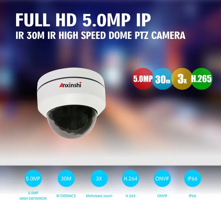 5MP 3X Zoom Digital Mini Security CCTV IP PTZ Camera