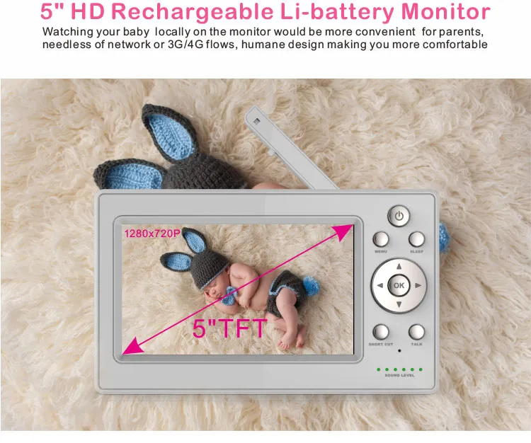 720p FHD Baby Monitor with 2.4G WiFi Wireless IP Camera Home Security Indoor Surveillance Camera with Two Way Audio