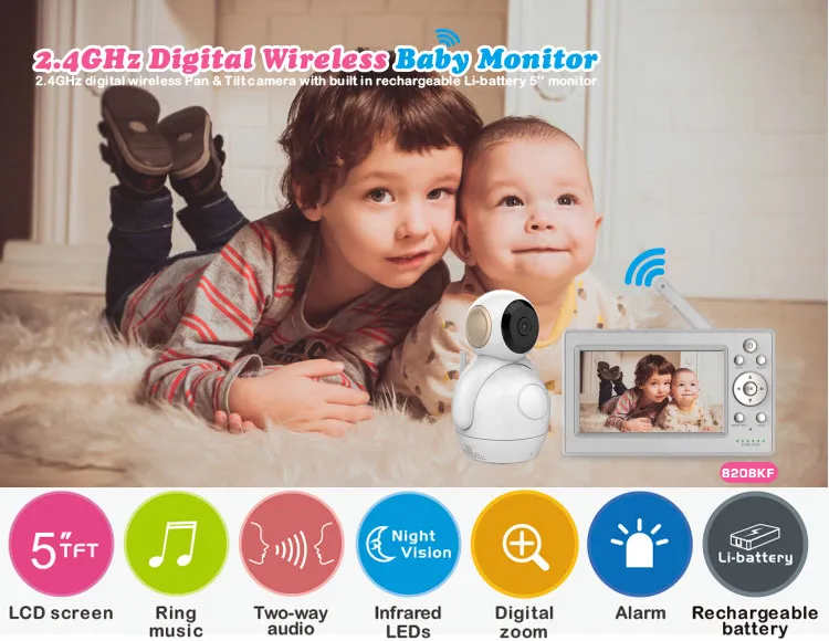 720p FHD Baby Monitor with 2.4G WiFi Wireless IP Camera Home Security Indoor Surveillance Camera with Two Way Audio