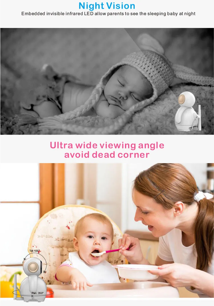 720p FHD Baby Monitor with 2.4G WiFi Wireless IP Camera Home Security Indoor Surveillance Camera with Two Way Audio
