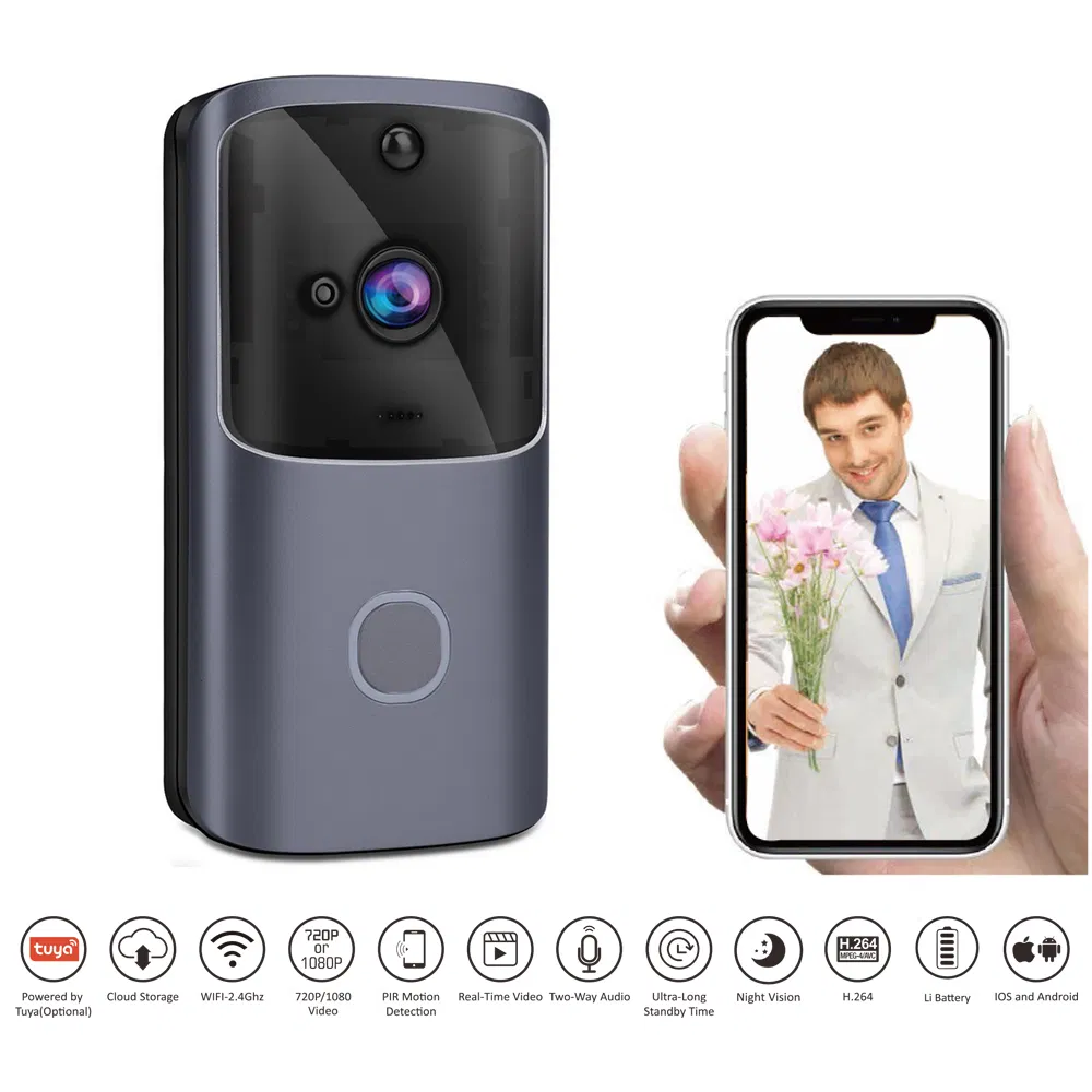 720p Wireless Rechargeable Battery Home Security Video Doorbell for PIR Metion Detection Door Bell Camera Digital Intercom Video Doorbell