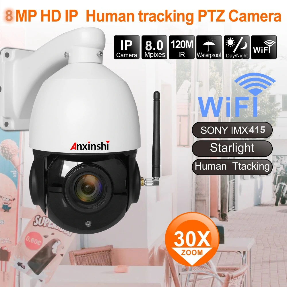 8MP 4K PTZ IP Camera WiFi Outdoor 4G SIM Human Ai Auto Tracking 30X Zoom Poe Onvif CCTV Dome P2p Audio Security Camera Camhi
