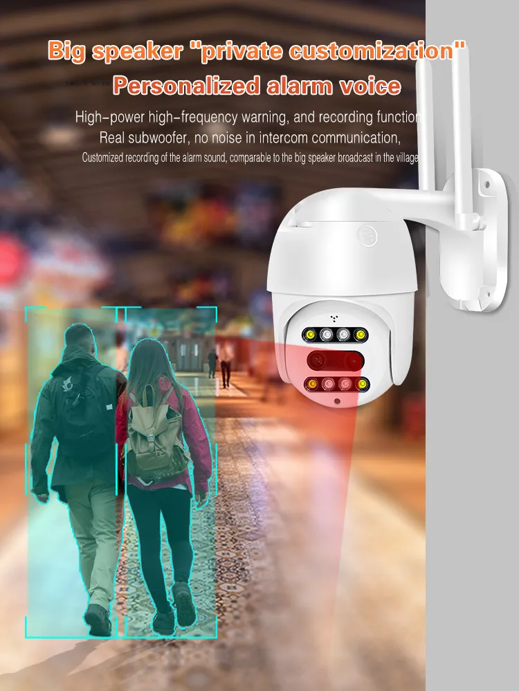 Ai Humanoid Tracking Binocular HD 1080P Outdoor IP Camera CCTV 360 PTZ 10X Zoom WiFi Camera Dual Lens Two Way Audio IR Wireless Security Surveillance Camera