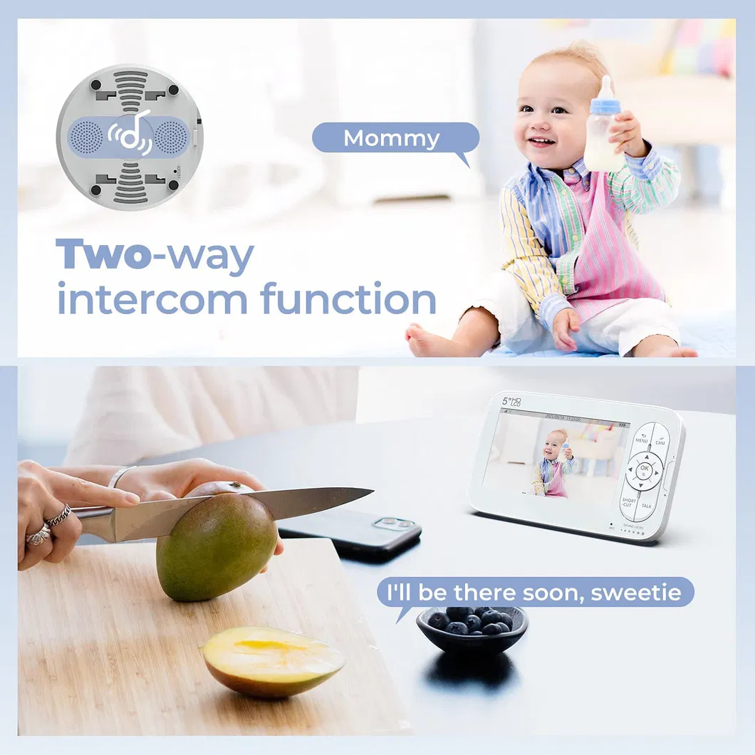 Baby Monitor with 2 Cameras, 5′ ′ Large Display Video Baby Monitor with Camera and Audio
