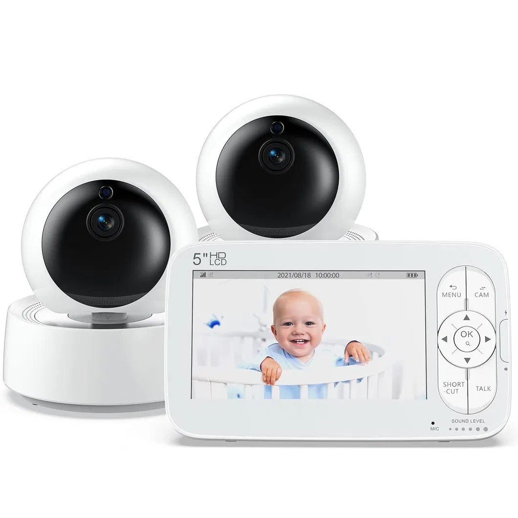 Baby Monitor with 2 Cameras, 5′ ′ Large Display Video Baby Monitor with Camera and Audio