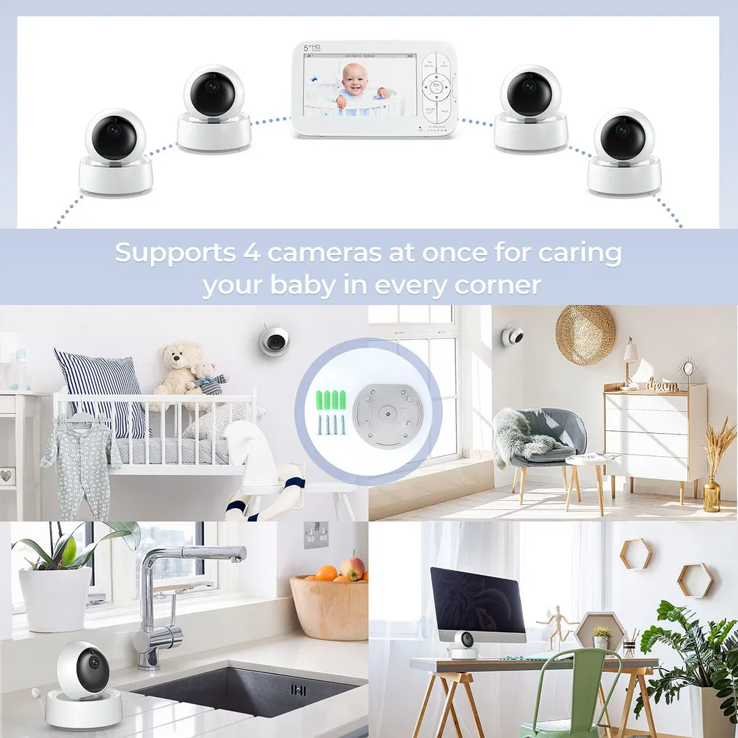 Baby Monitor with 2 Cameras, 5′ ′ Large Display Video Baby Monitor with Camera and Audio