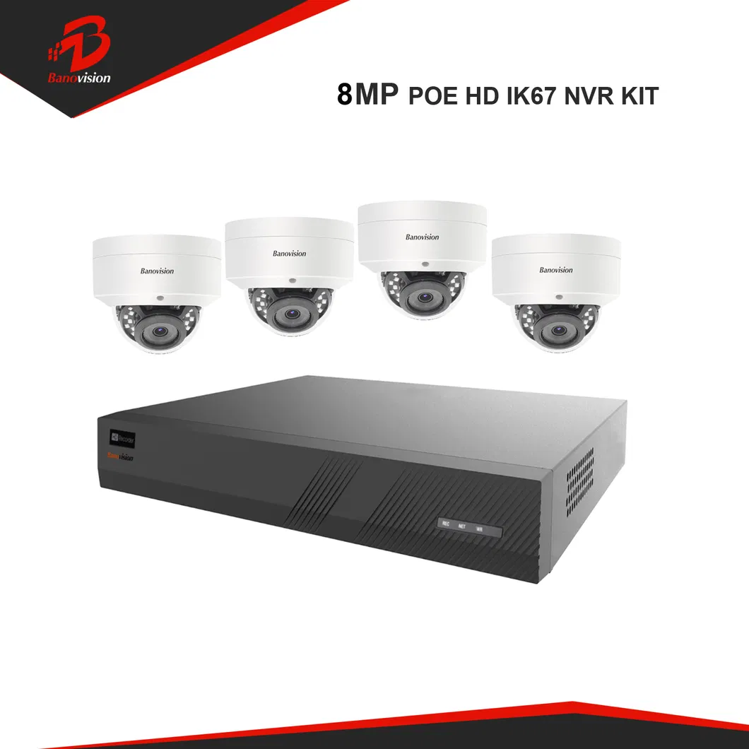 Banovision Home Security Surveillance NVR Poe HD 4K 8MP Dome 4 Channel CCTV PTZ IP Night Vision Cameras Kits CCTV System