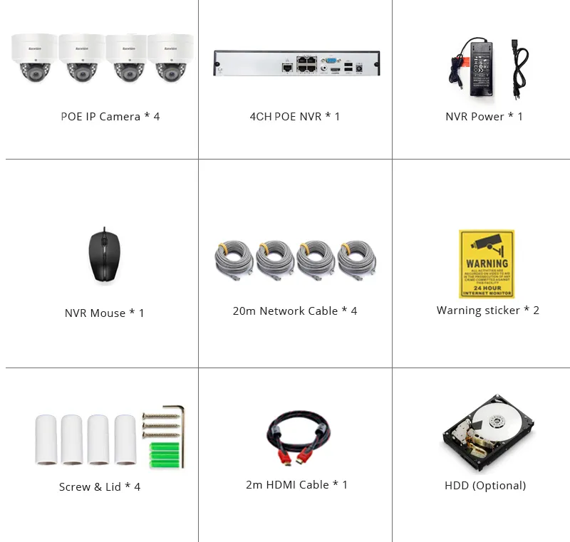 Banovision Home Security Surveillance NVR Poe HD 4K 8MP Dome 4 Channel CCTV PTZ IP Night Vision Cameras Kits CCTV System