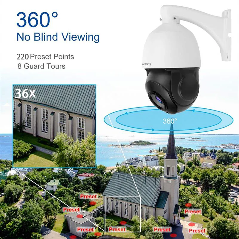 CCTV HD Outdoor 5.0MP 20X/36X Zoom High Speed Dome IP PTZ Camera