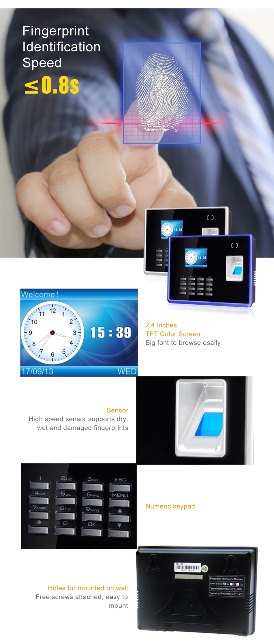 Cloud Software Schoo Attendance GPRS Biometric Fingerprint Time Attendance