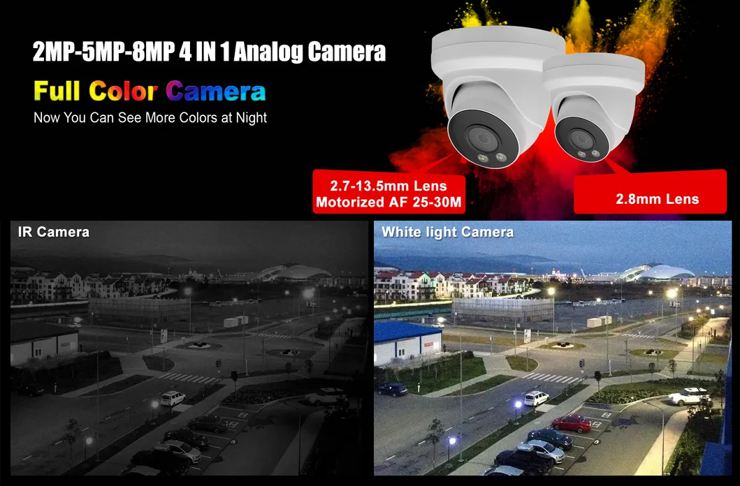 Colorvu 2MP HD Warm Light CCTV Camera 1080P Full Color Turret Dome Camera Ahd/Tvi/Cvi Security Camera Analog Camera for CCTV Security System