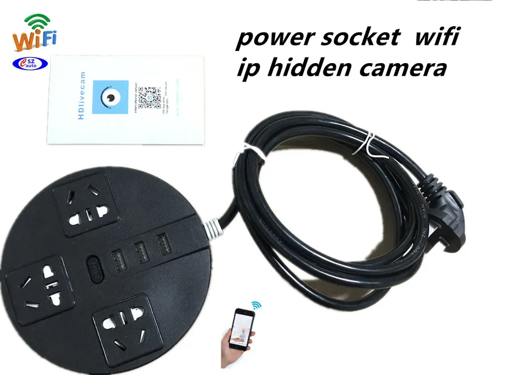 Custom Power Socket Strip Plug Charger Mini WiFi Hidden Cam 1080P Wireless Hidden Spy Camera (wc002HP)