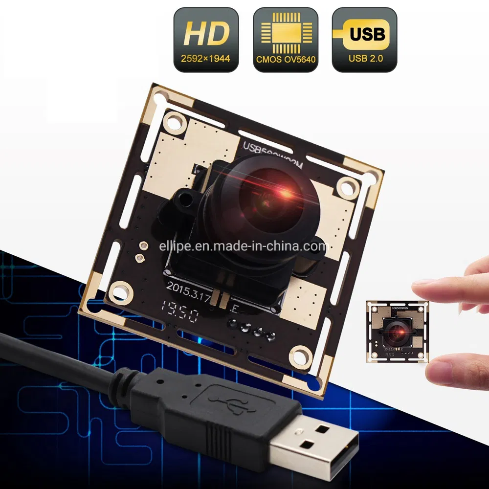 Elp 170degree 5MP Camera Module Wide Angle USB Webcam CMOS Ov5640 Fisheye Lens USB Camera for Android, Linux, Windows