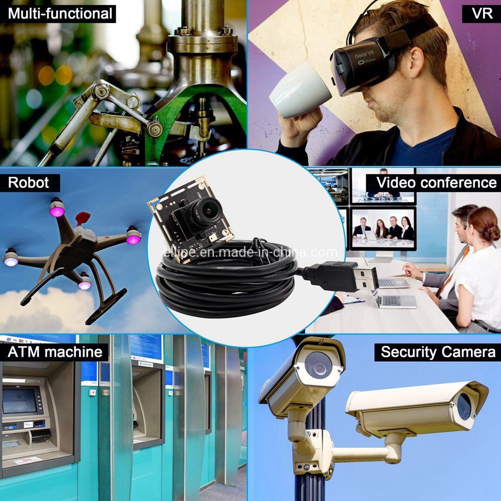 Elp 2.0 Magepixels1080p H. 264 Camera Module 0.01lux Low Illumination Imx323 Sensor 12mm Lens USB Camera with Microphone