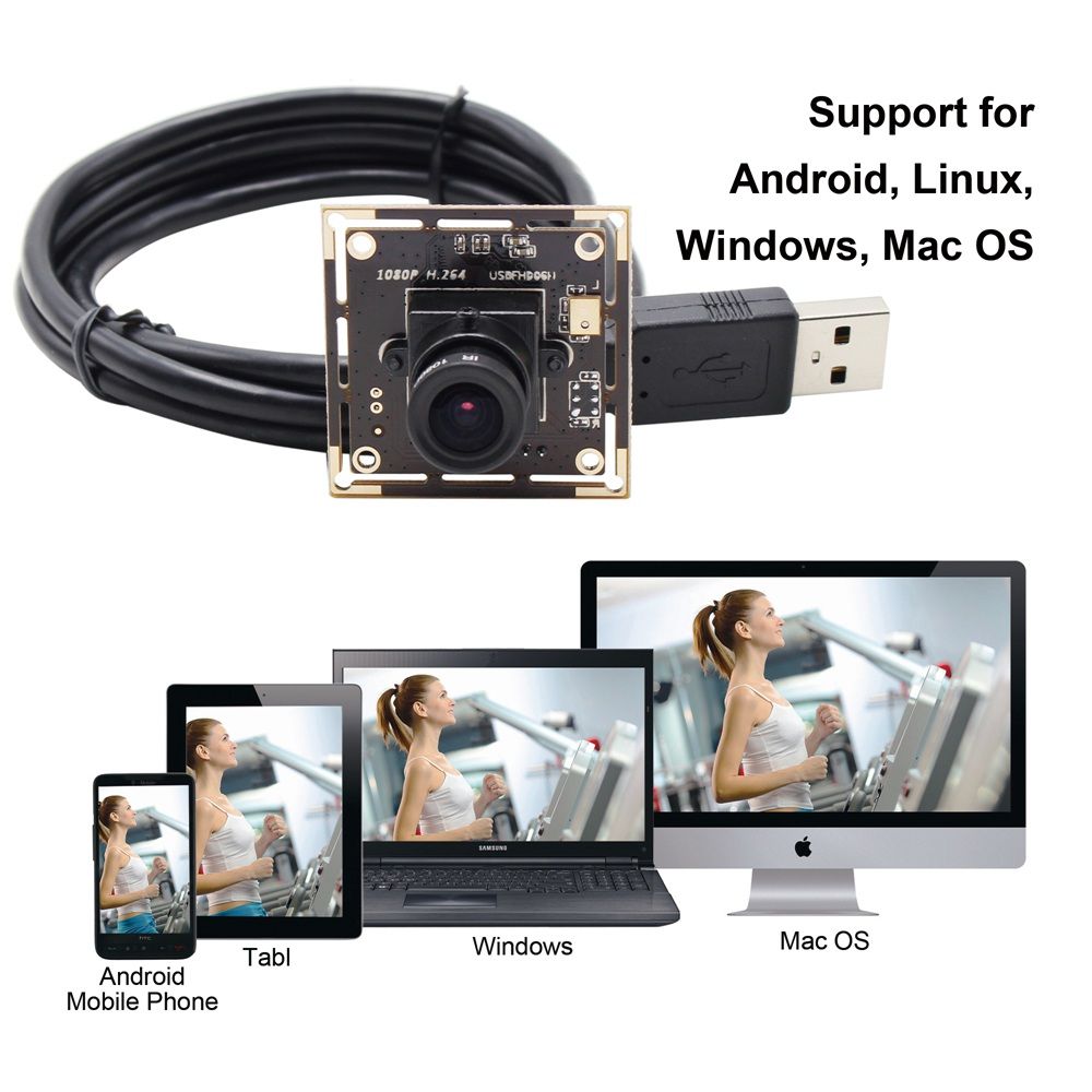 Elp 2.0 Magepixels1080p H. 264 Camera Module 0.01lux Low Illumination Imx323 Sensor 12mm Lens USB Camera with Microphone