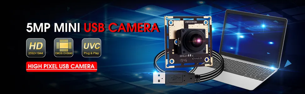Elp 5MP HD USB CCTV Camera/Webcam Autofocus 45 Degree Lens Camera Module Ov5640 Micro Mini USB Camera
