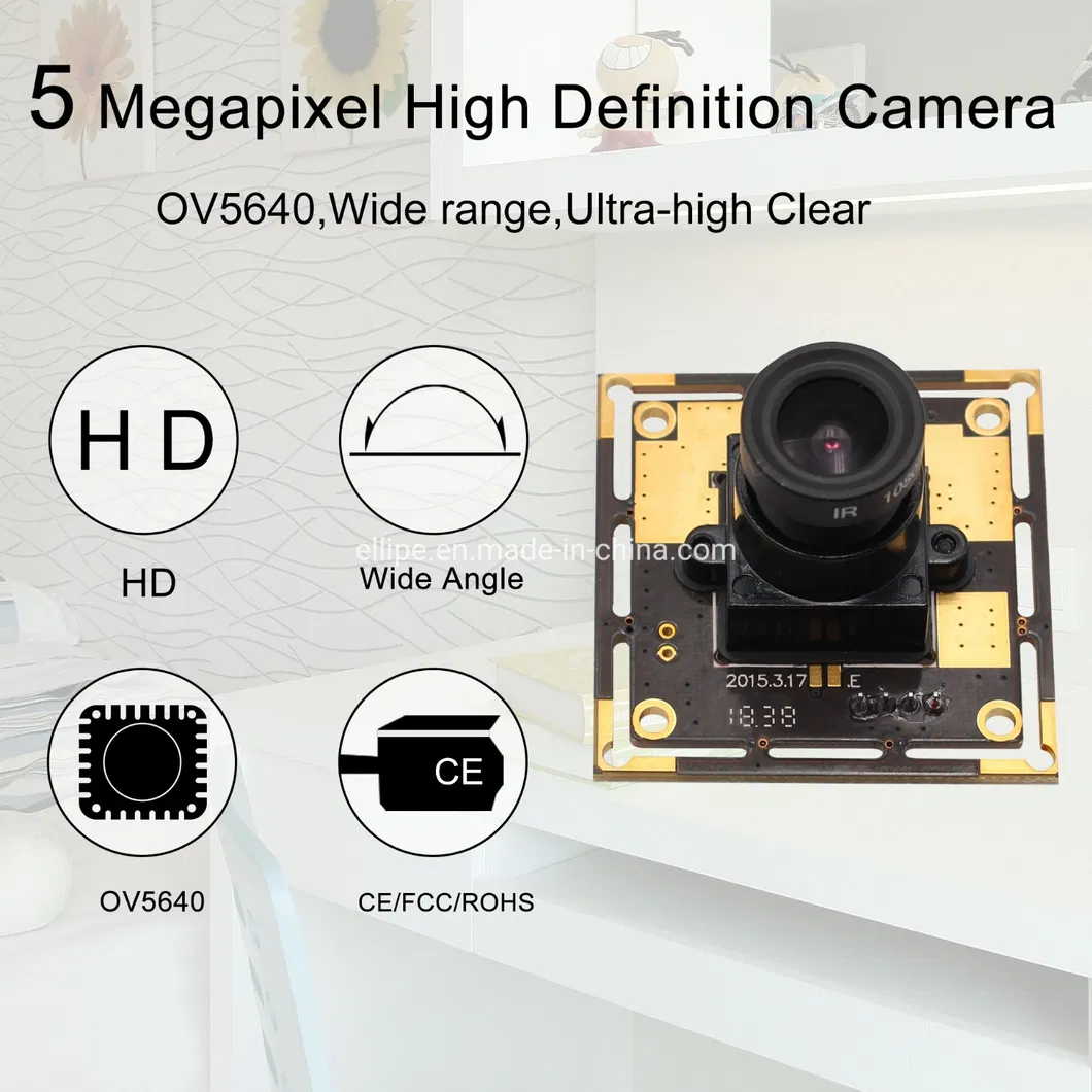 Elp 5MP Ov5640 Free Driver USB Camera Module 2592X1944 High Speed 8mm Lens HD USB2.0 Surveillance Camera for Android Linux Windows