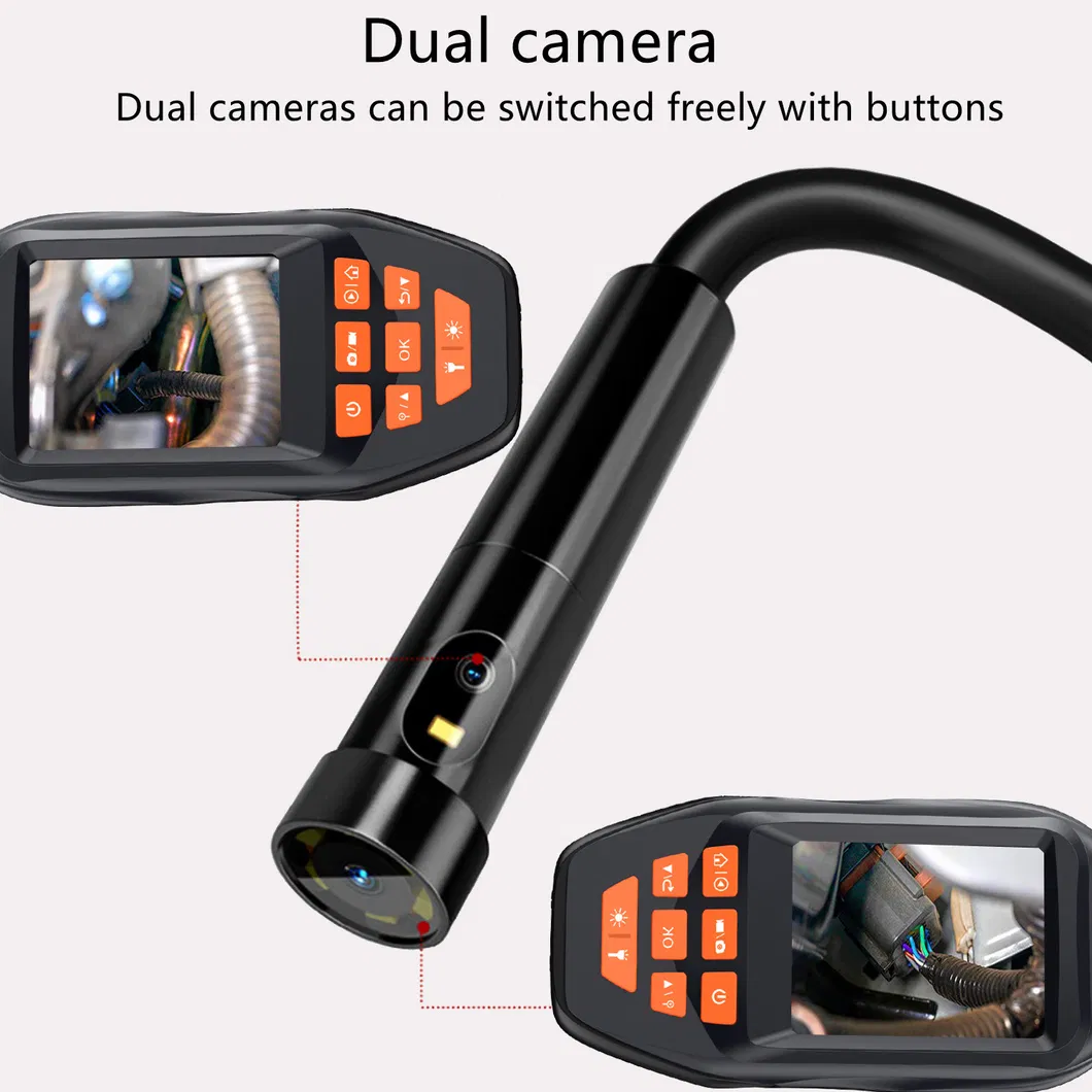 Factory I080phd 5m Semi Rigid Cable Inspection Camera 3 Inch IPS Screen Handheld Dual Lens Endoscope (316B)
