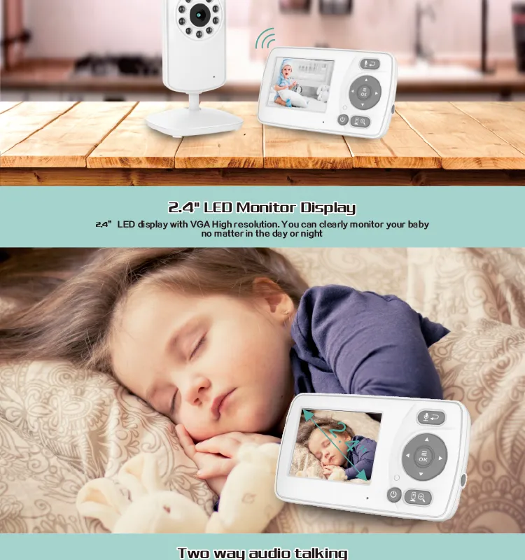 Factory Price Video Vb601 Baby Monitor 2.0 Inch with Night Vision Two-Way Talk LCD Display Temperature Monitoring for Baby Sleep