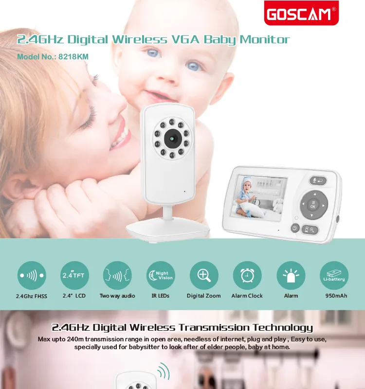 Factory Price Video Vb601 Baby Monitor 2.0 Inch with Night Vision Two-Way Talk LCD Display Temperature Monitoring for Baby Sleep