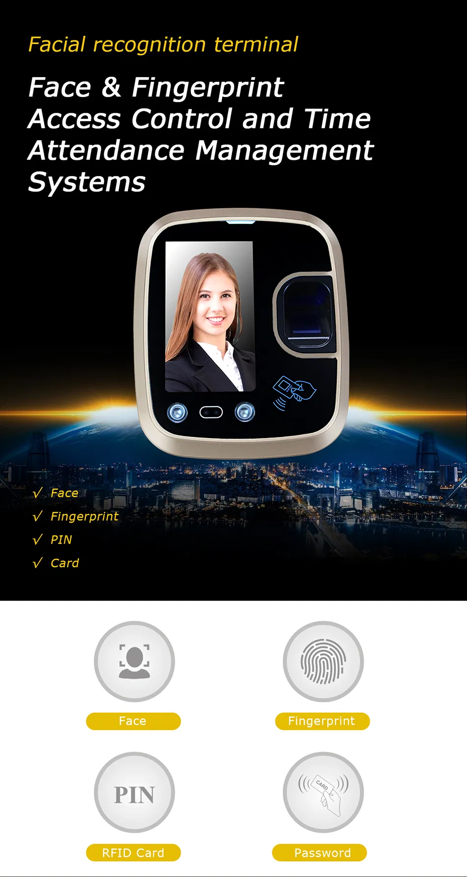 Free Sdk Door Security Facial Recognition Punch Machine Time Attendance